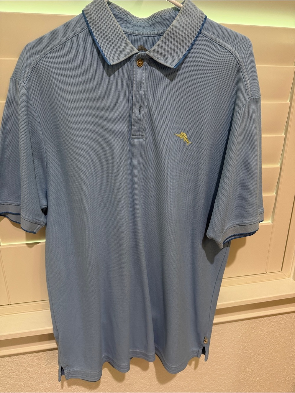 Tommy Bahama Light Blue Polo with Yellow Fish Logo